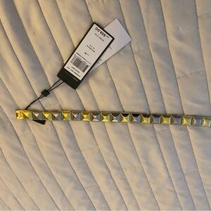 BCBGMaxAzria Stretchy Silver & Gold Studded Belt